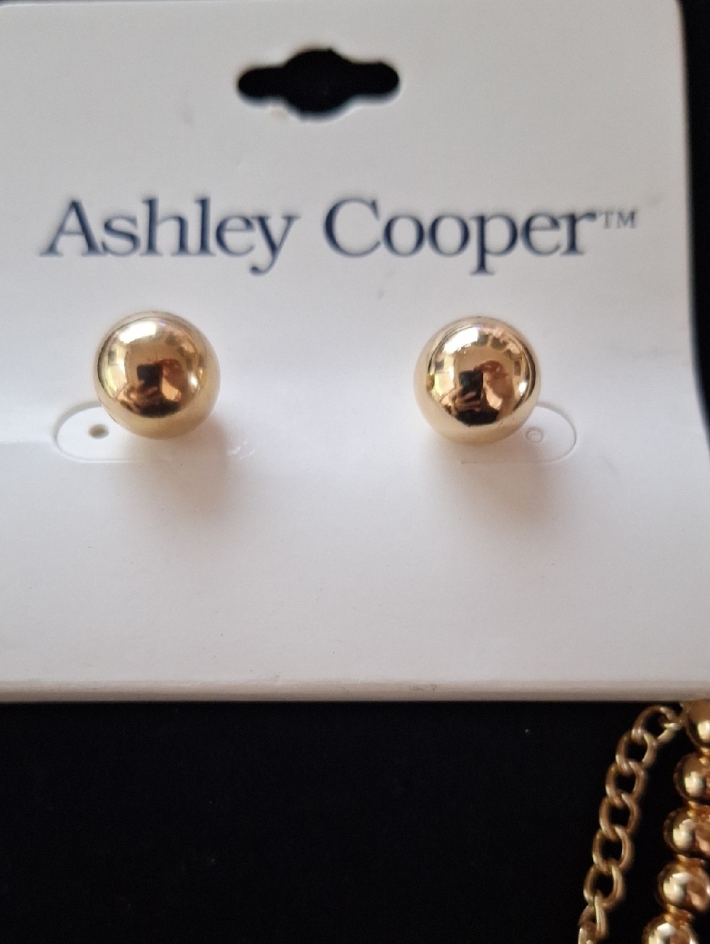 Ashley Cooper Gold Layered Beaded Necklace With Stud Earrings - Picture 4 of 5